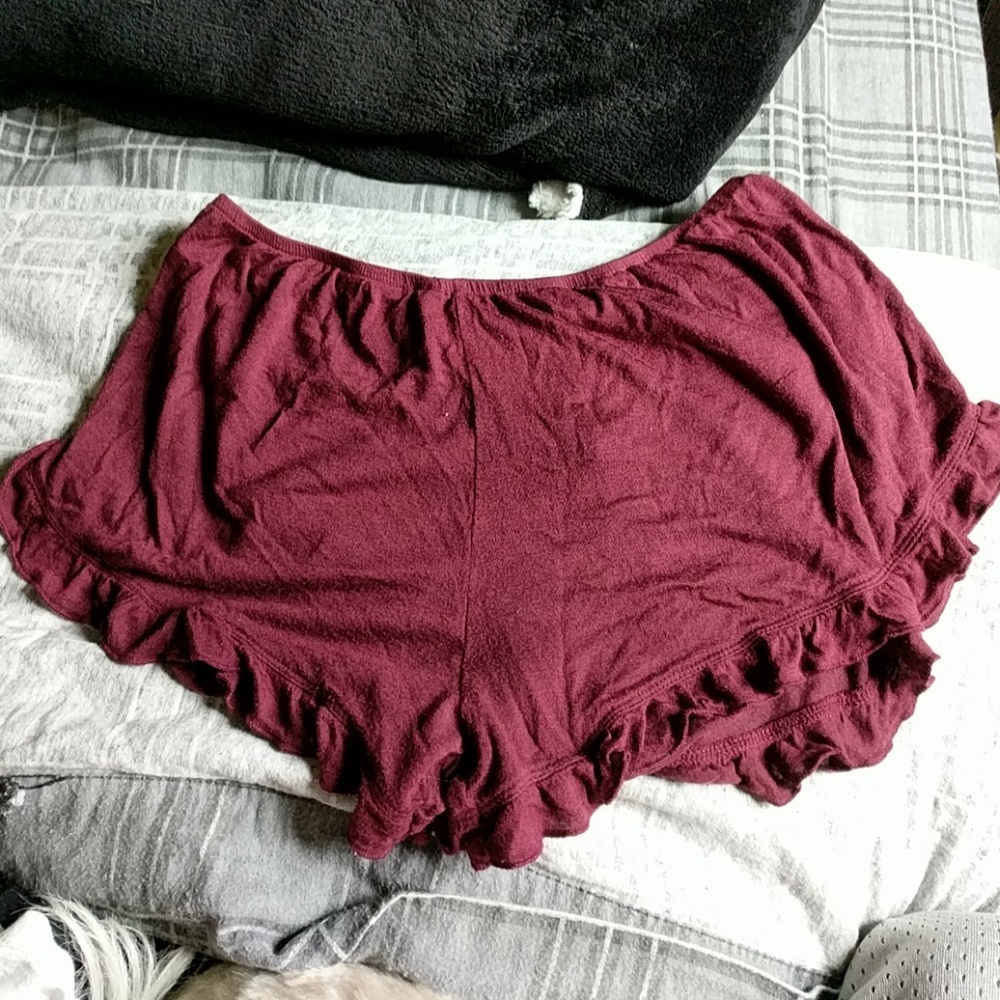 Flared burgandy shorts